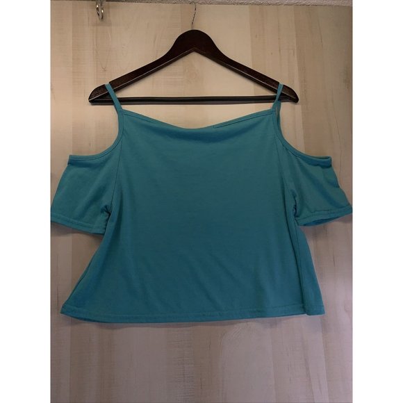 Laugh Out Loud Always Womens Lot Of 2 Blue Cold Shoulder Crop Tank Tops Size M- - Picture 6 of 8